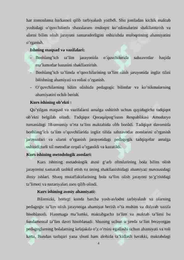 Ingliz tilida sabzavotlarni o’rgatish ishlanma-loyihasi 4