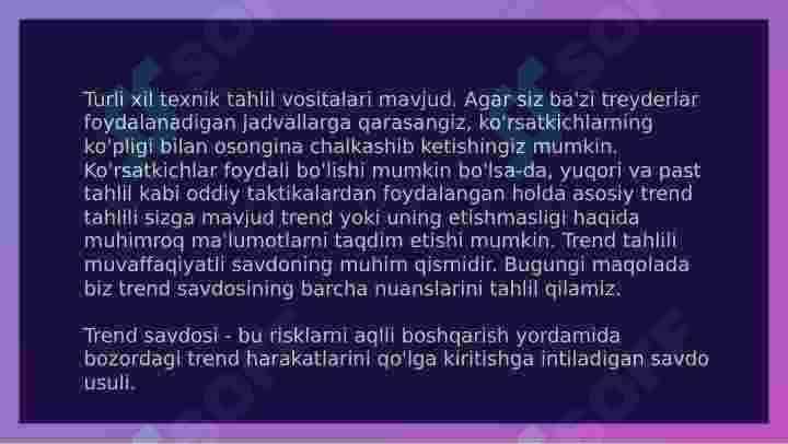 Trend savdo strategiyasi. 1-qism. Treyding. 2