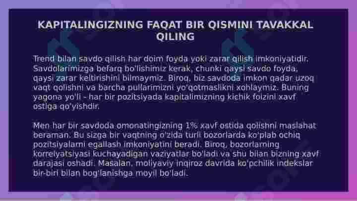 Trend savdo qilish strategiyasi. Treyding. 3