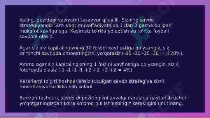 Trend savdo qilish strategiyasi. Treyding. 4