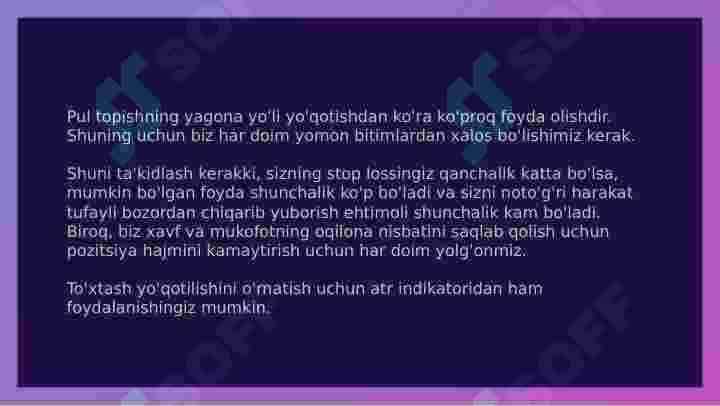 Trend savdo qilish strategiyasi. Treyding. 6