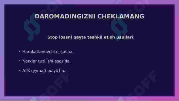 Trend savdo qilish strategiyasi. Treyding. 7