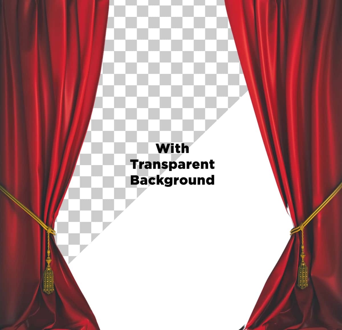 Qizil pardalar shaffof fonni ajratib turadi | Red curtains isolated transparent background 1