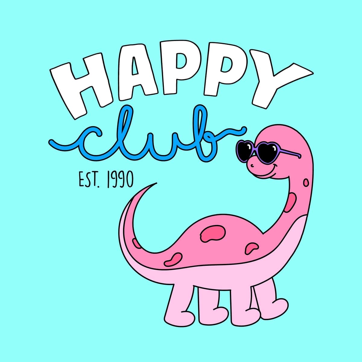 "Baxtli klub", yozuvi bor pushti dinozavr | Pink dinosaur with words happy club it 1