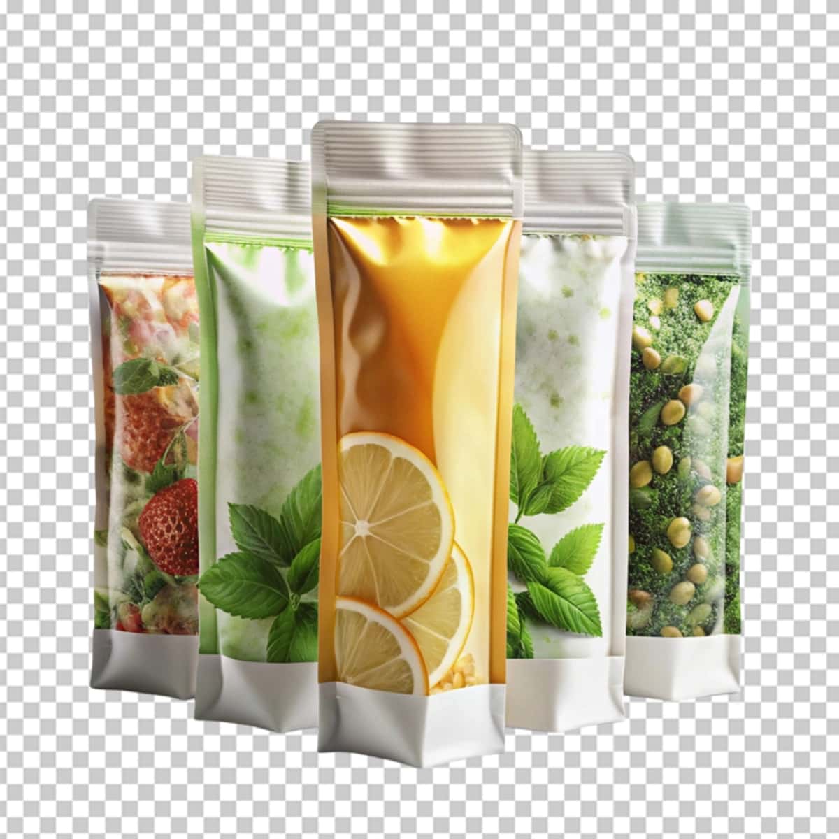 Shaffof fonda paketli qadoqlash | Sachet packaging transparent background 1