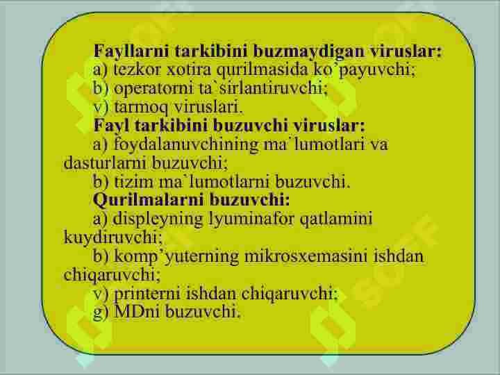 Fayllarni arxivlash va kompyuter viruslaridan himoyalanish 7