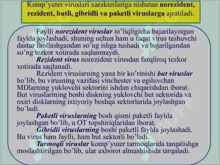 Fayllarni arxivlash va kompyuter viruslaridan himoyalanish 8
