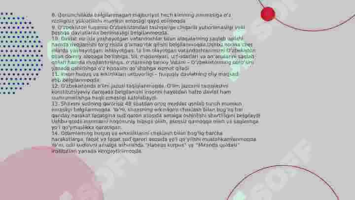INSONNING SHAXSIY HAMDA SIYOSIY HUQUQLARAINI MUSTAHKAMLASH MASALALARI. 6