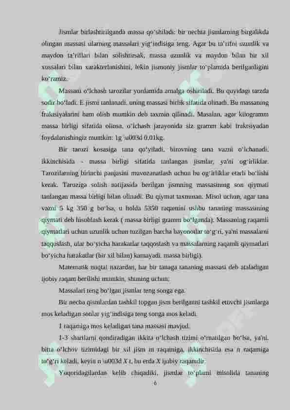 Boshlang‘ich sinf o‘quvchilariga massa o‘lchov birliklarini o‘rgatish metodikasi 6