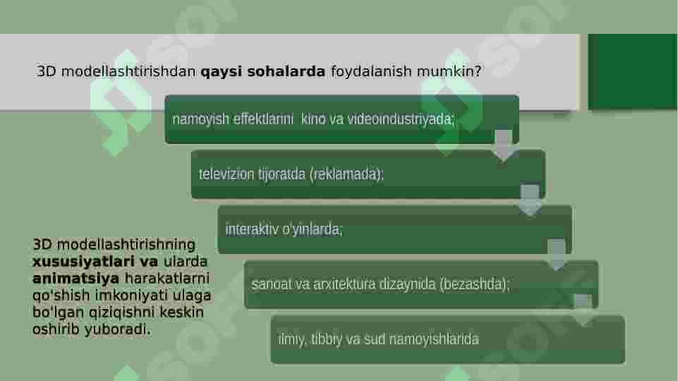 Kompyuterda uch o'lchovli modellashtirish. 3D Max dasturi. 5