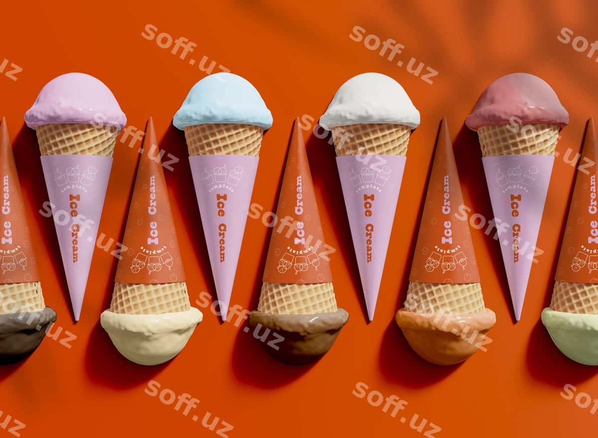 3D massivida muzqaymoq barlari maketi | 3d array ice cream bars mockup 1