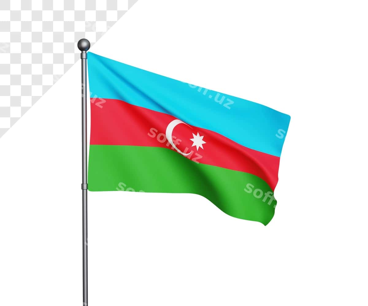 Ozarbayjon bayrog'ining 3D illyustratsiyasi | 3d azerbaijan flag illustration 1
