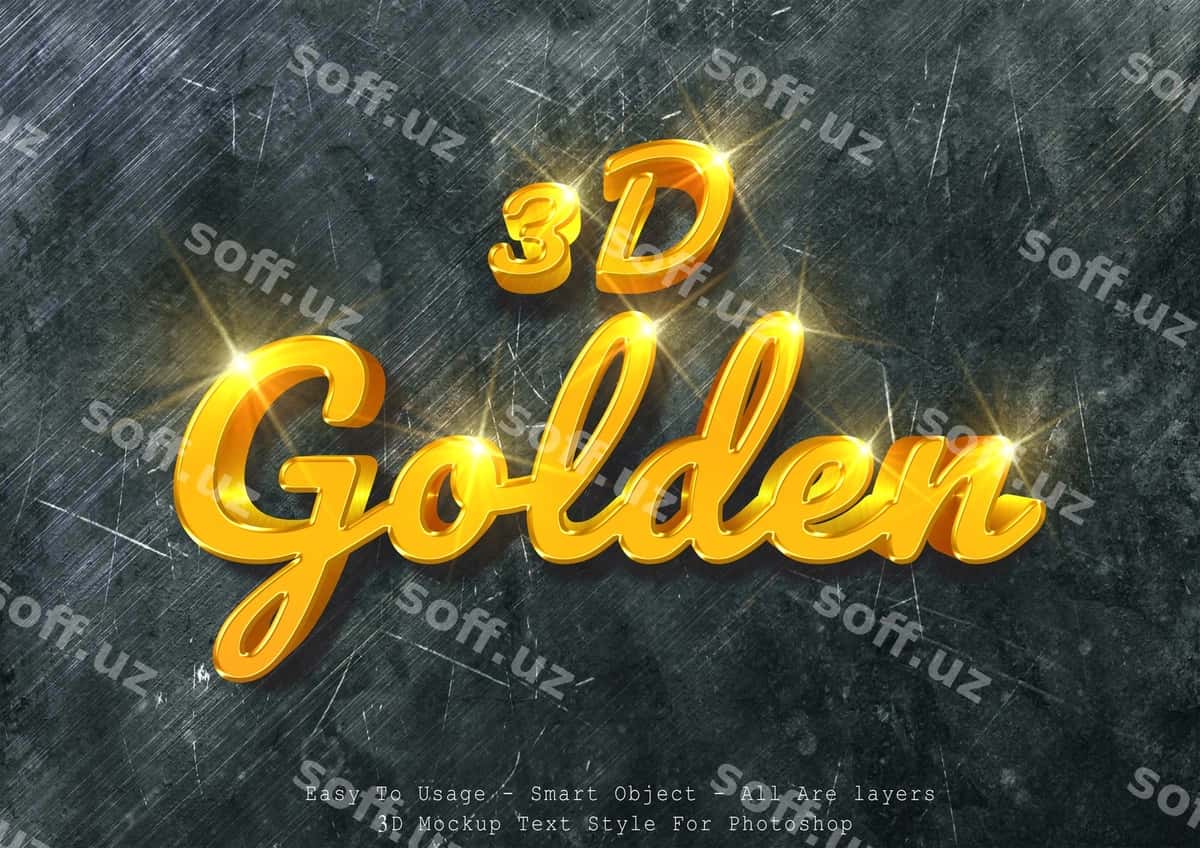 3d tasvirlama matn effekti | 3d golden mockup text effect 1