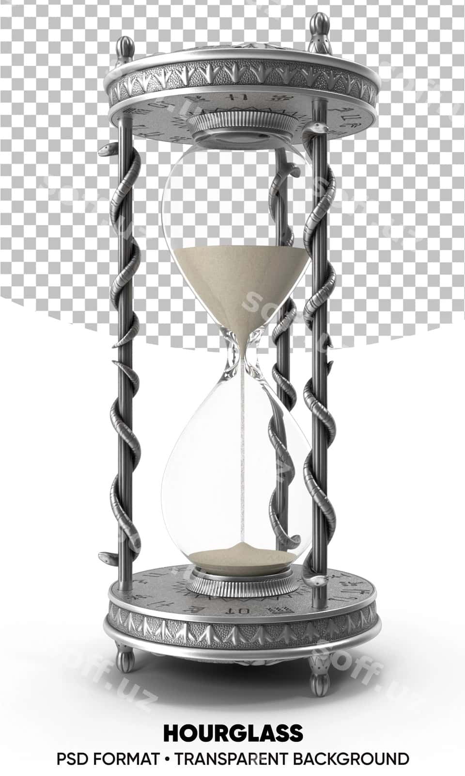 3D qum soati shaffof fon | 3d hourglass transparent background 1