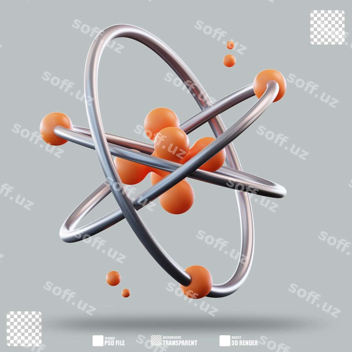 Uch o'lchovli illustratsiya atom 2 | 3d illustration atom 2 1