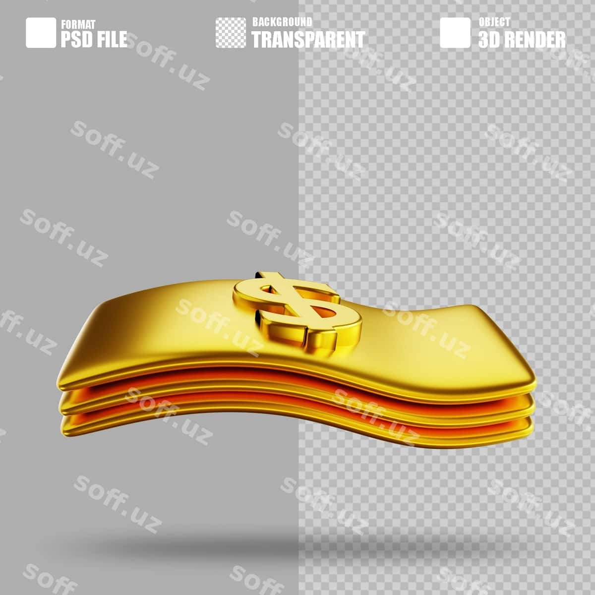 3D rasm oltin qog'oz pul | 3d illustration golden paper money 1