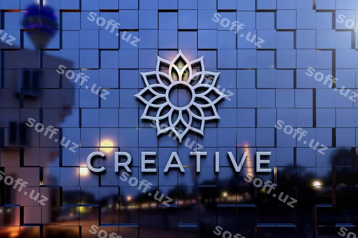 3D logo namuna shisha devor | 3d logo mockup glass wall 1