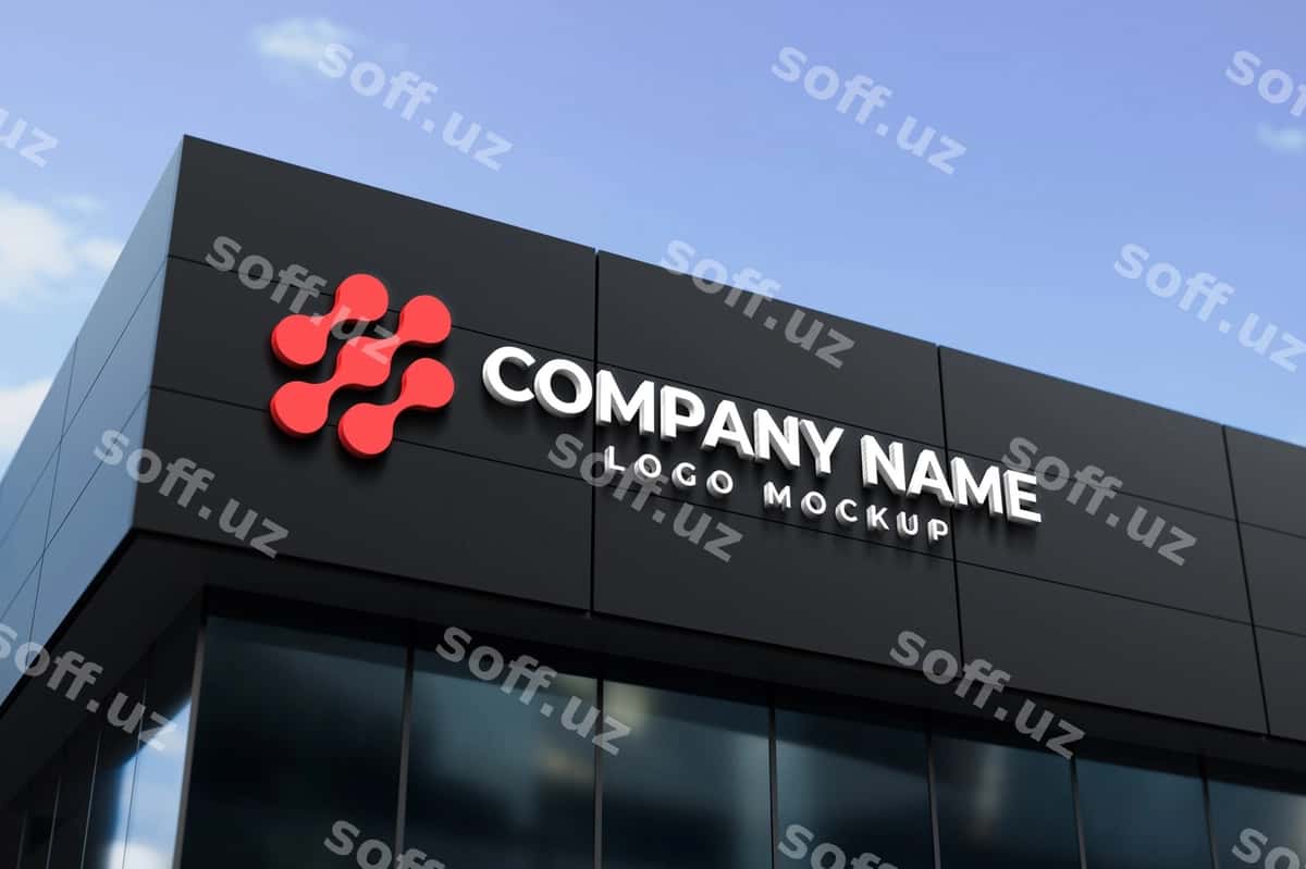 3D logo namunasi tashqi bino | 3d logo mockup outdoor building 1