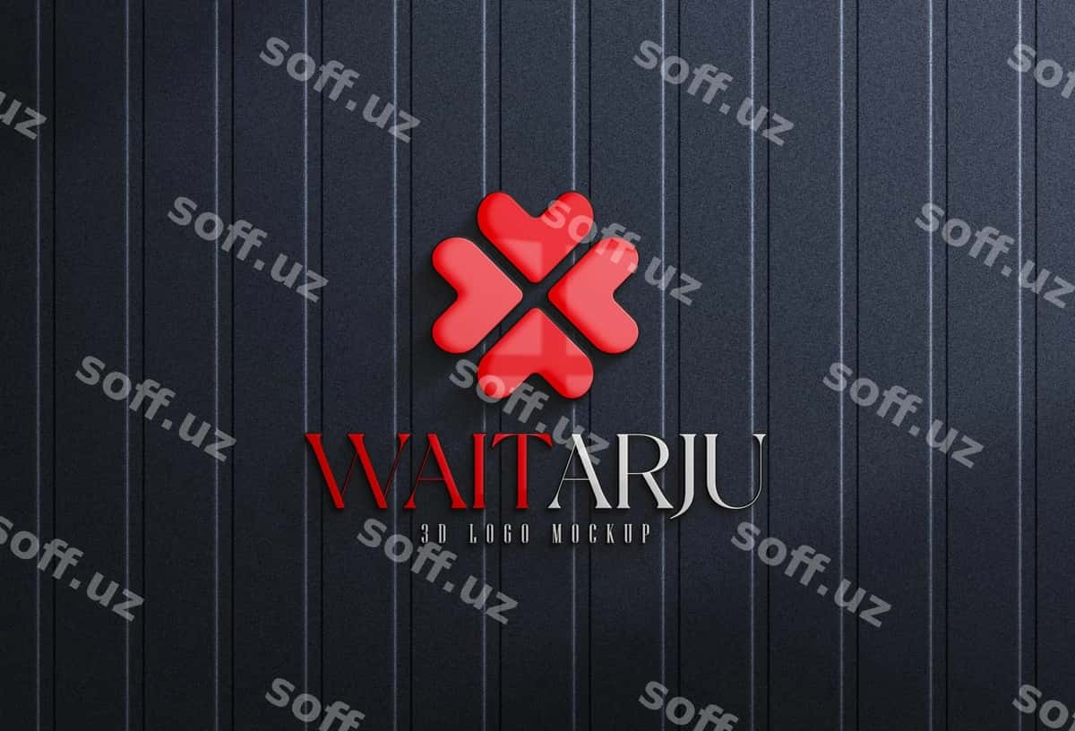 3d minimalizm devor logotipi mockup shabloni | 3d minimalist wall logo mockup template 1