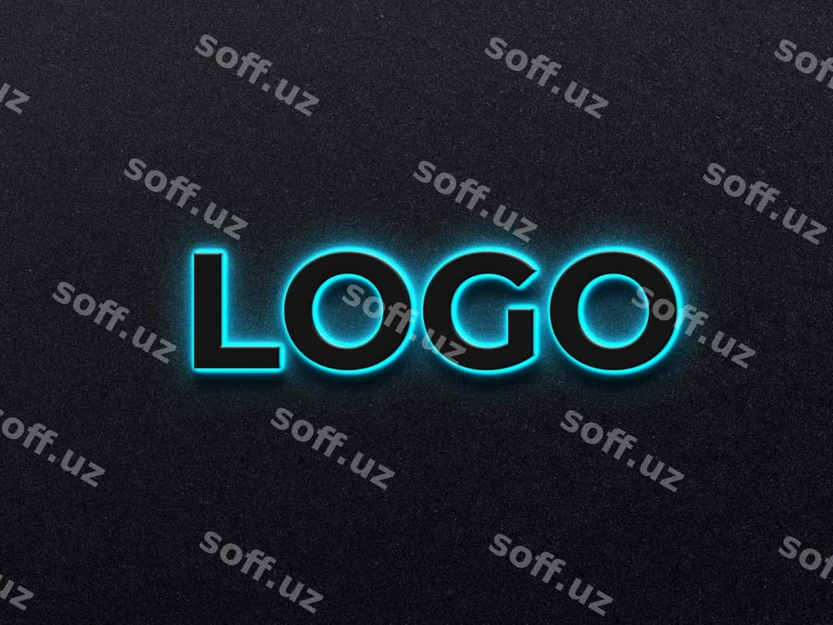 3d neong ko‘k logotip mockup | 3d neon blue logo mockup 1
