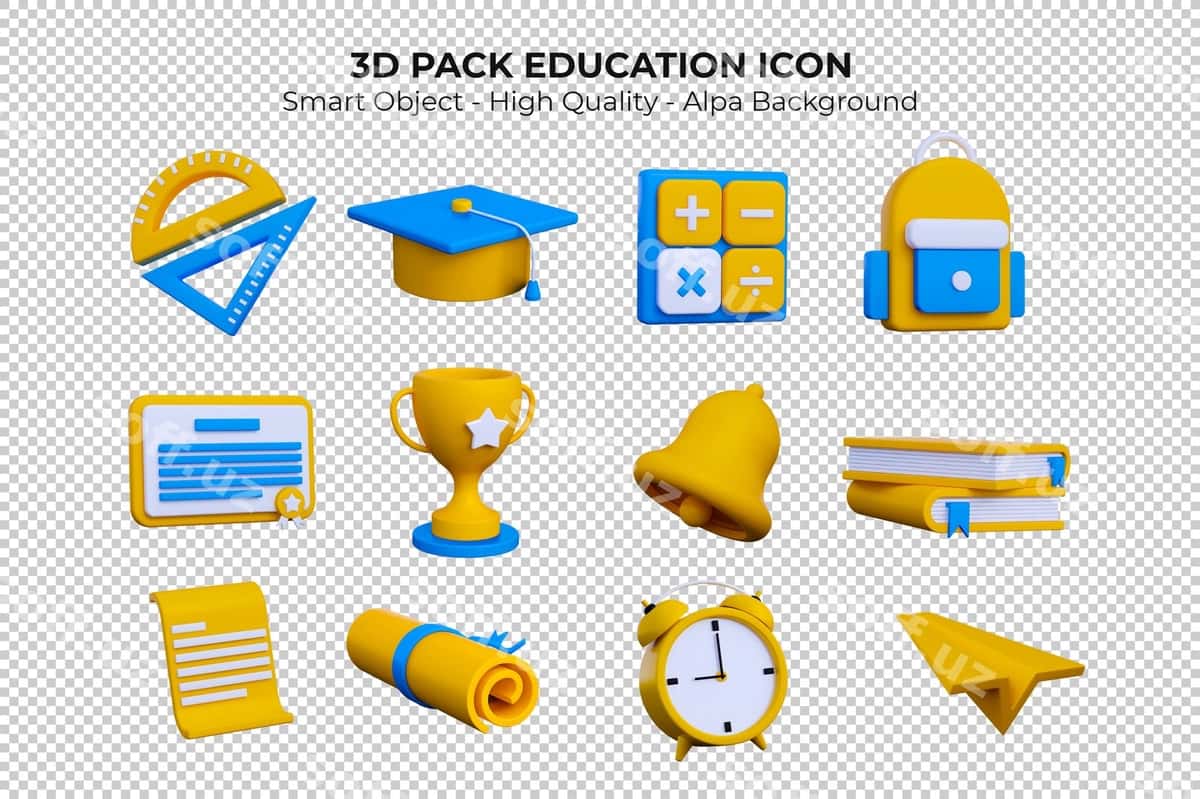3d paket ta'lim ikonasi ayrilgan | 3d pack education icon isolated 1