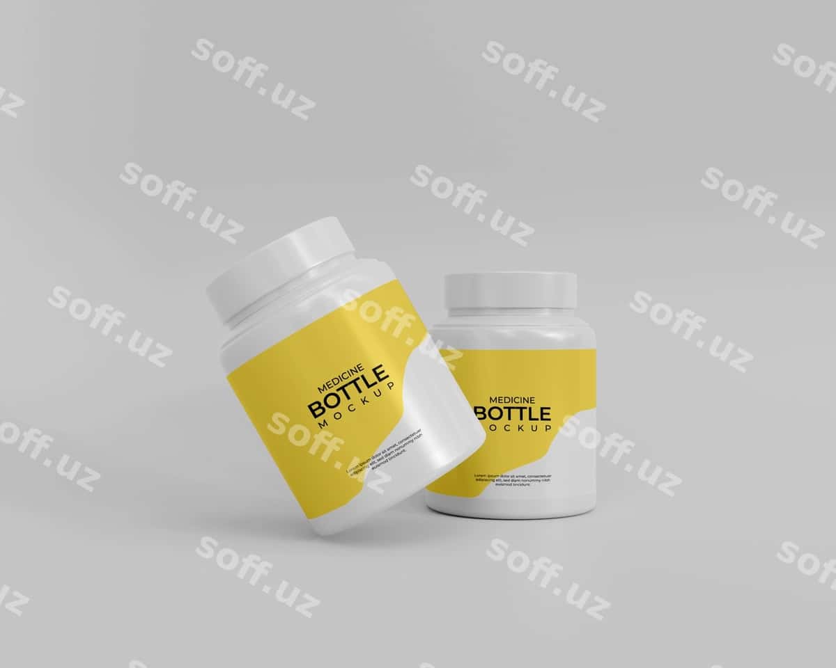 3d plastik dori bankasi modeli | 3d plastic medicine jar supplement mockup 1
