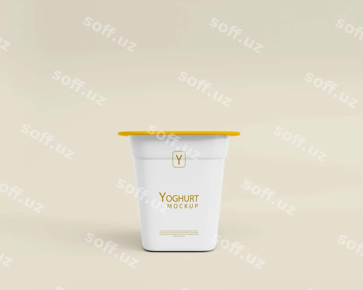 3d haqiqiy yoğurt kupi mockup | 3d realistic yoghurt cup mockup 1