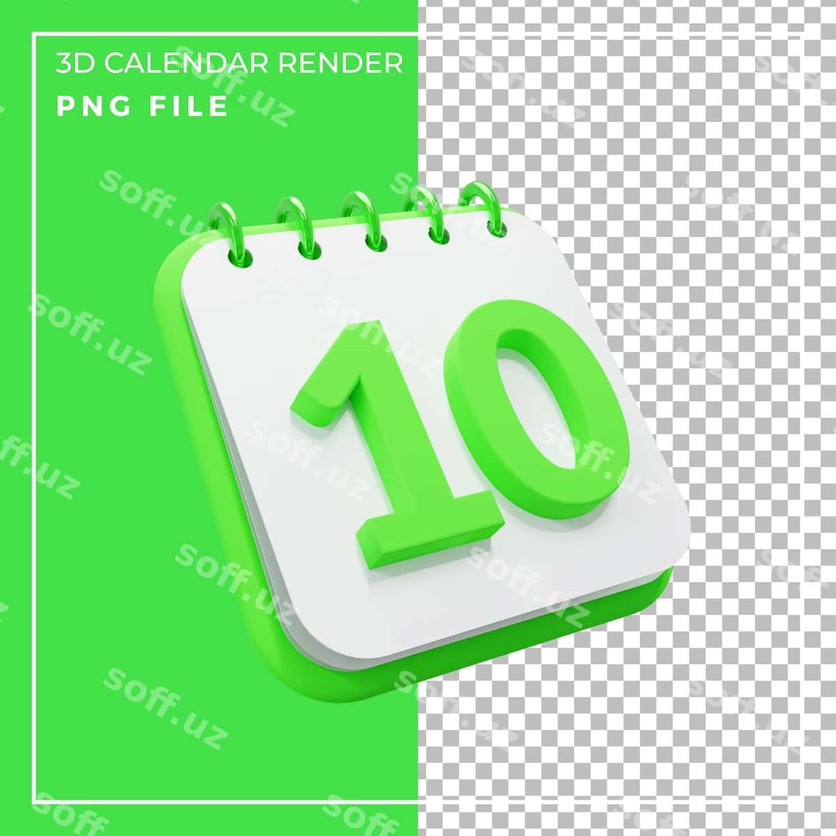 3d render kalendar o'n kunlik | 3d render calendar 10 day 1