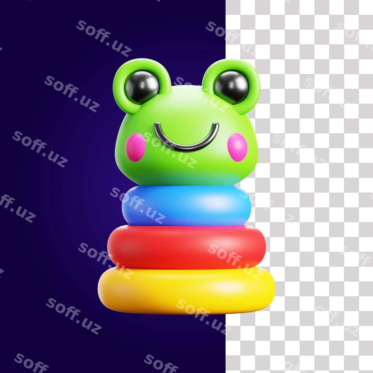 3d o'yinchoq buzmachi illustratsiyasi | 3d toy frog illustration 1