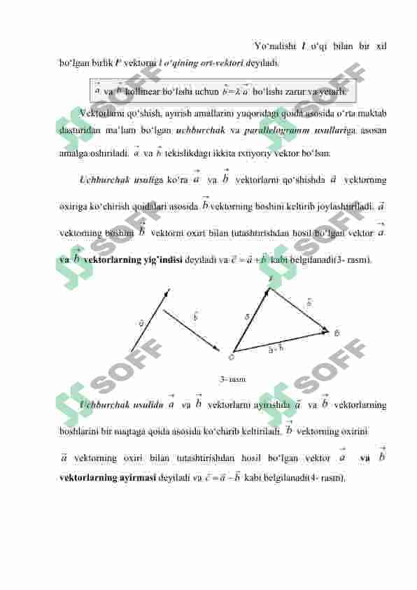 TEKISLIK VA FAZODA VEKTORLAR. VEKTORLAR USTIDA CHIZIQLI AMALLAR 5