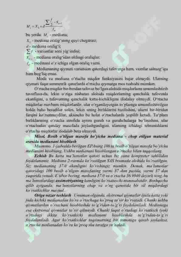 O`rtacha miqdorlar. Varatsiyako`rsatkichlari 3