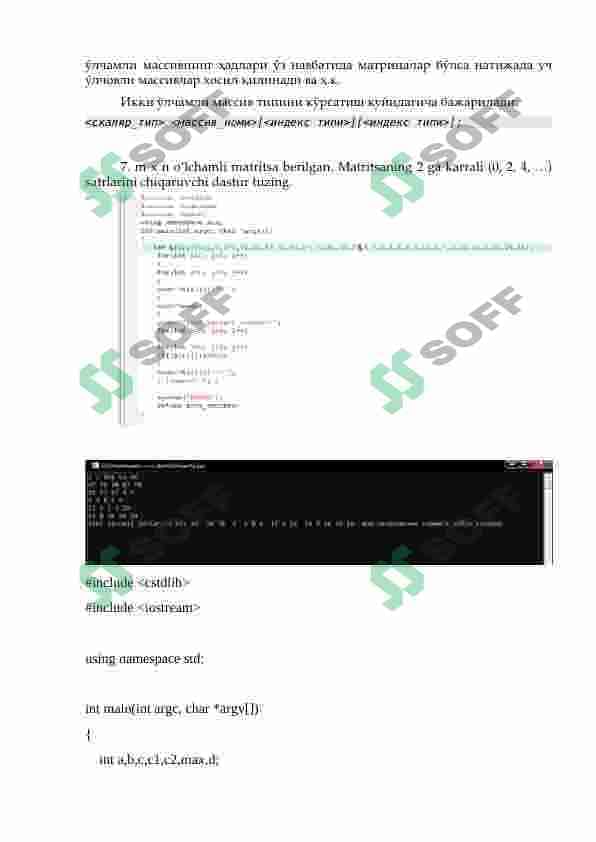 C++ Massivlar va ular ustida amallar. 2