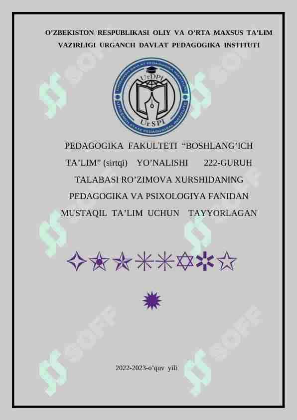 Xotira haqida tushuncha va uning xususiyatlari