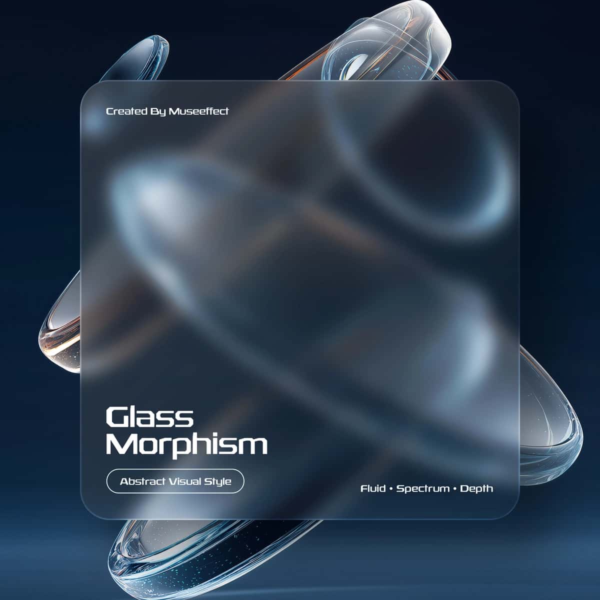Suyuq shakllar chuqurligi bilan mavhum shisha morfizmi | Abstract glass morphism with fluid shapes depth 1