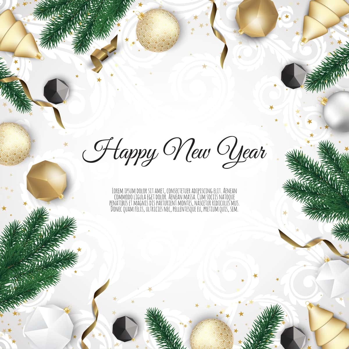 Rojdestvo daraxti shoxlari bilan banner oltin yulduzlar Rojdestvo sharlari bo'sh joy | Banner with christmas tree branches gold stars christmas balls space 1