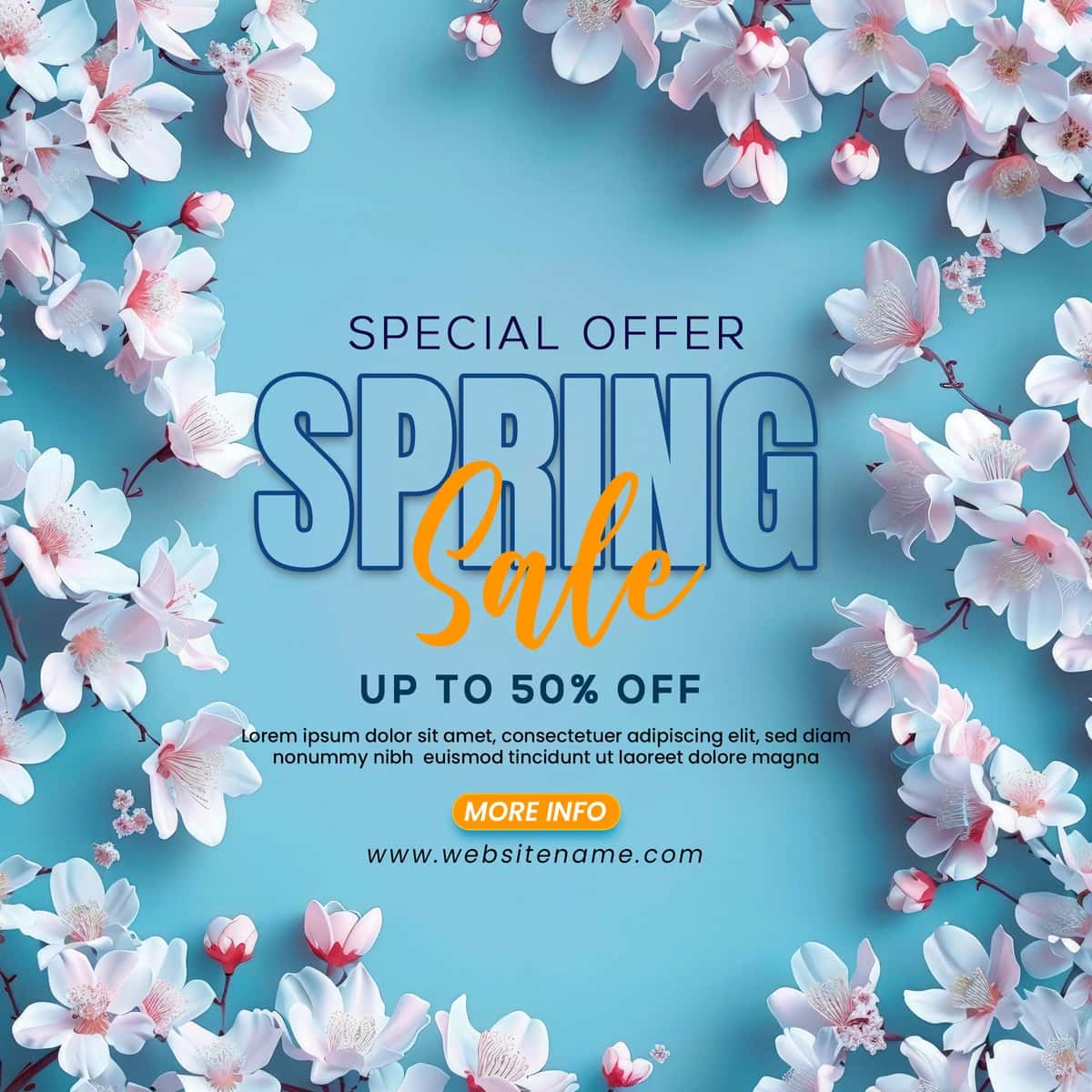 Bahor gullari savdosi banneri dizayni shabloni | Spring floral sale banner design template 1