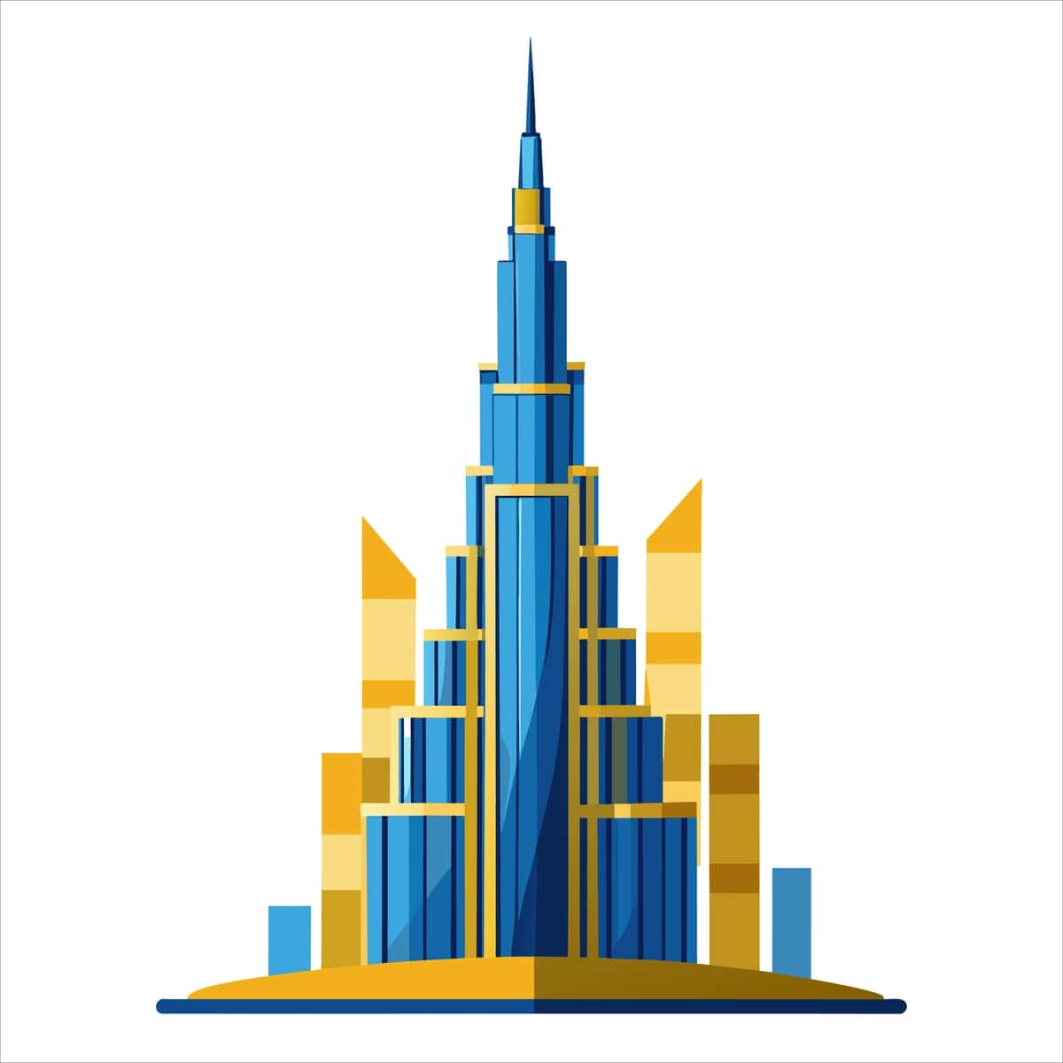 Burj Xalifaning rang-barang tekis tasviri | Colorful flat illustration iconic landmark burj khalifa 1