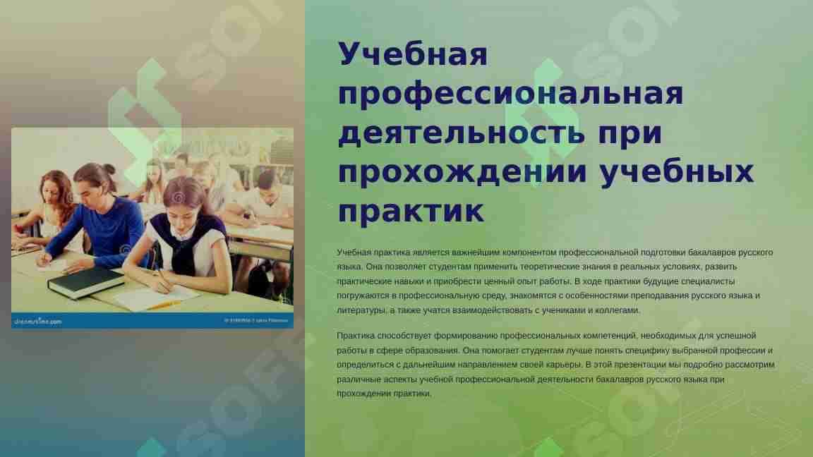 Учебная профессиональнаядеятельность при прохождении учебных практик Осуществление учебной профессиональной деятельностипри прохождении учебных практикдлянаправления образования бакалавриата русский язык