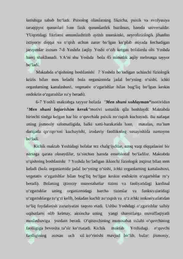 KICHIK MAKTAB YOSHIDA PSIXIK RIVOJLANISH XUSUSIYATLARI 3
