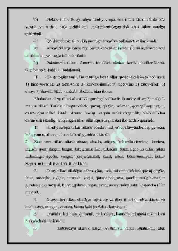 Dunyo tillarining tasnifi 3