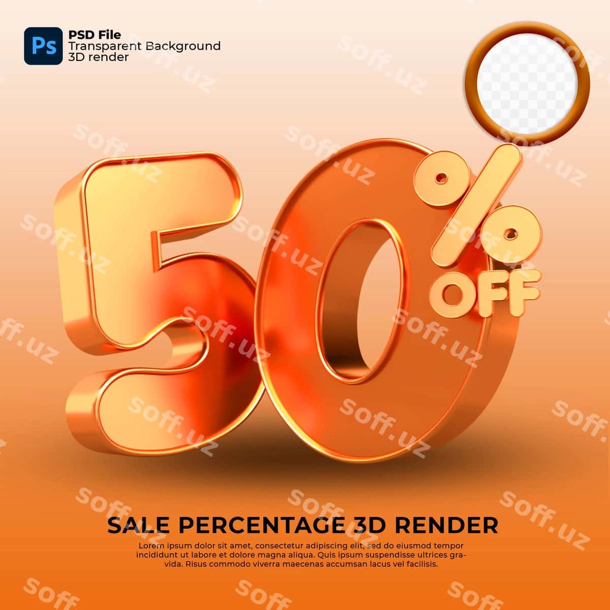 50 foiz sotuvlar 3D render oltin uslubi | 50 percentage sales 3d render gold style 1