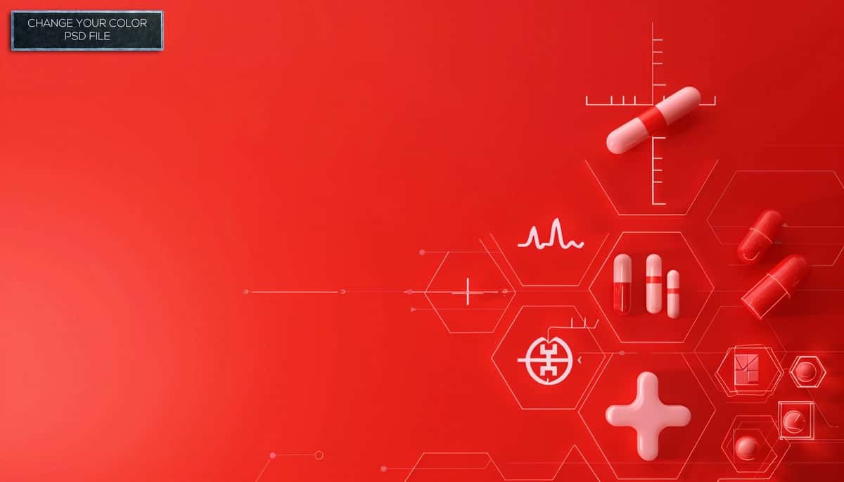 Tibbiy tarmoq vektor grafikasi oq xochli qizil fon | Medical network vector graphics red background with white cross 1