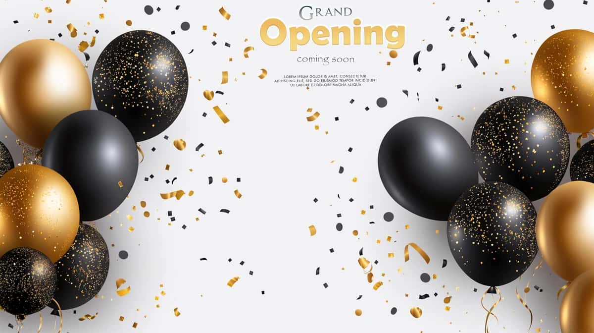 Konfeti fonida rangli sharlar bilan bayram banneri | Celebration party banner with color balloons confetti background 1