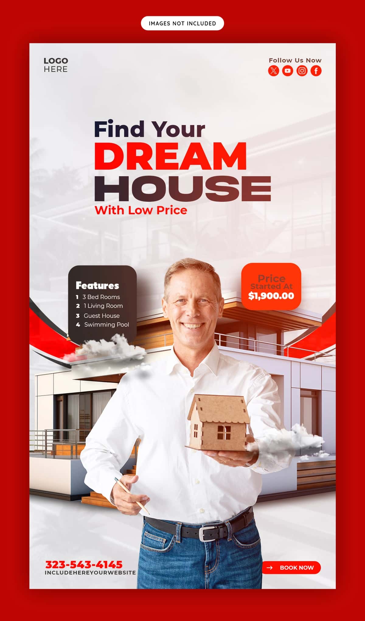 Ko'chmas mulk uy mulk instagram facebook hikoya shablon | Real estate house property instagram facebook story template 1