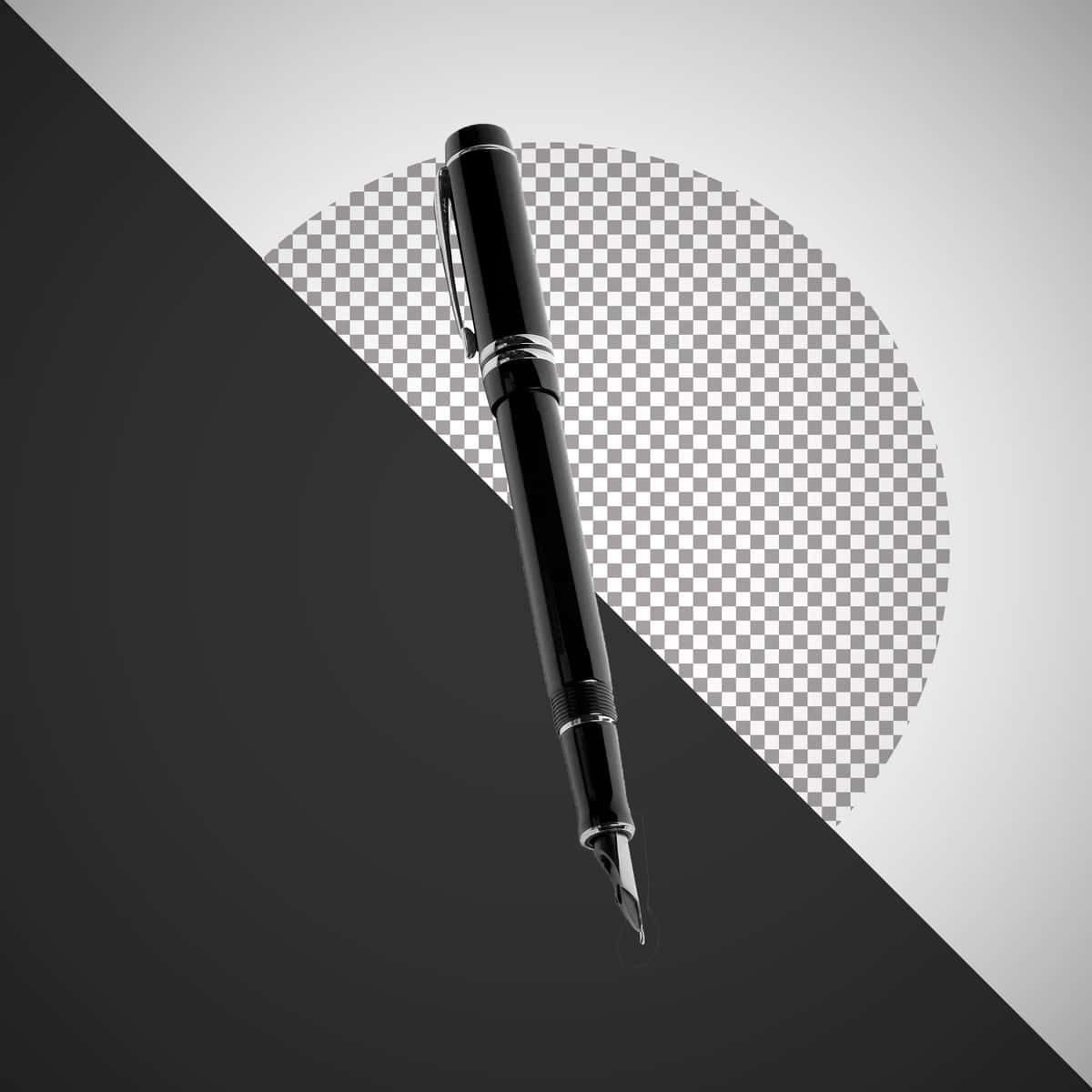 Neytral fonda oqlangan qora favvora qalam | Elegant black fountain pen neutral background 1