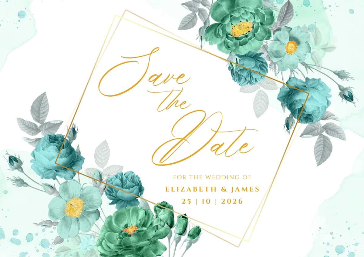 Gullar bilan bezatilgan chiroyli akvarel to'y taklifnomasi | Beautiful watercolor wedding invitation with floral decoration 1