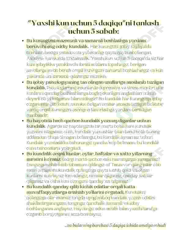 Shaxsiy rivojlanish uchun kundalik 4
