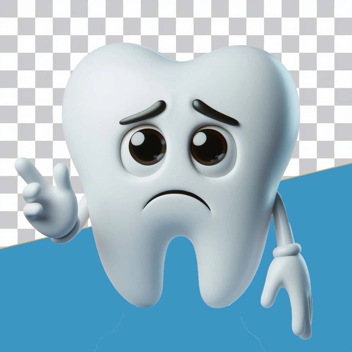 Tish og‘rig‘i bilan g‘amgin 3D tish | Sad 3d tooth character with dental pain 1