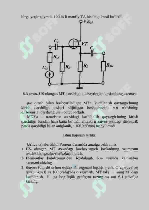 MAYDONIY TRANZISTOR ASOSIDAGI BIR KASKADLI KUCHAYTIRGICHNI TADQIQ QILISH 4