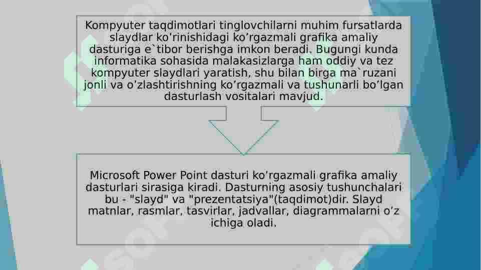 Mutaxassislikka oid taqdimotlar yaratish texnologiyalari. 2